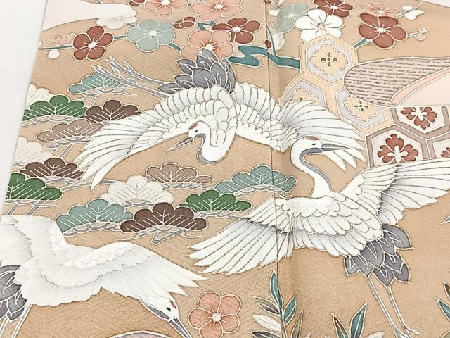 平和屋着物■豪華色留袖 作家物 飛鶴松竹梅 金彩 正絹 逸品 CABH3551ua