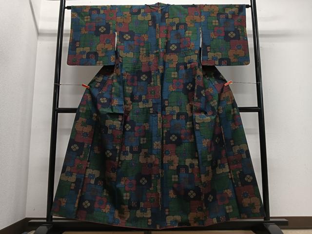 平和屋着物■上質な紬 花尽くし 正絹 逸品 CABH3553ua