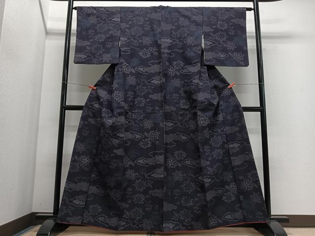 平和屋着物■上質な紬 雲取り草花文 正絹 逸品 CABH3555ua
