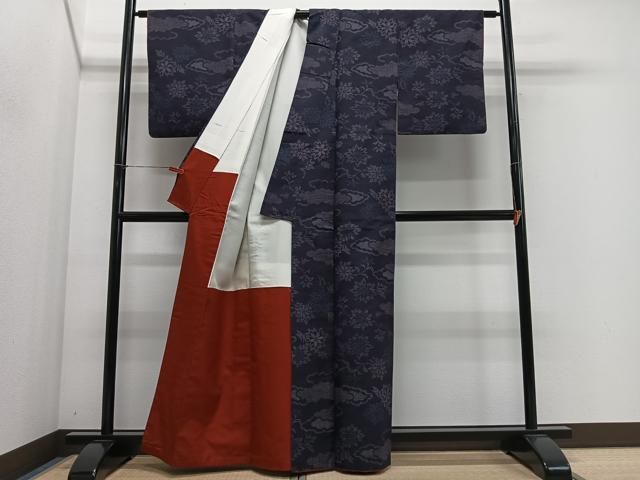平和屋着物■上質な紬 雲取り草花文 正絹 逸品 CABH3555ua