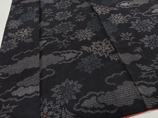 平和屋着物■上質な紬 雲取り草花文 正絹 逸品 CABH3555ua
