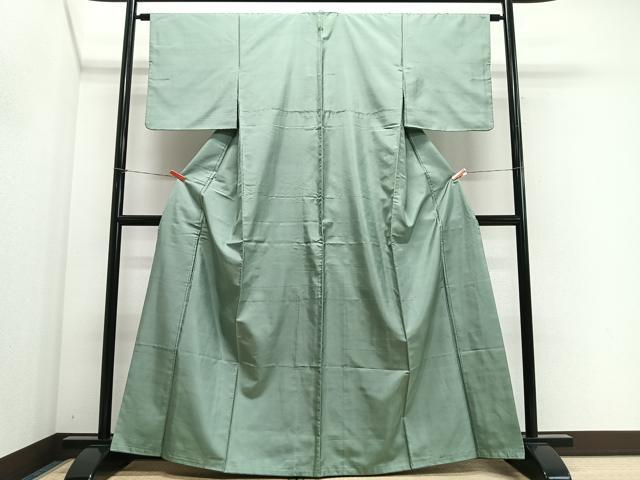 平和屋着物■本場染大島紬 山葵色 正絹 逸品 CABH3556ua