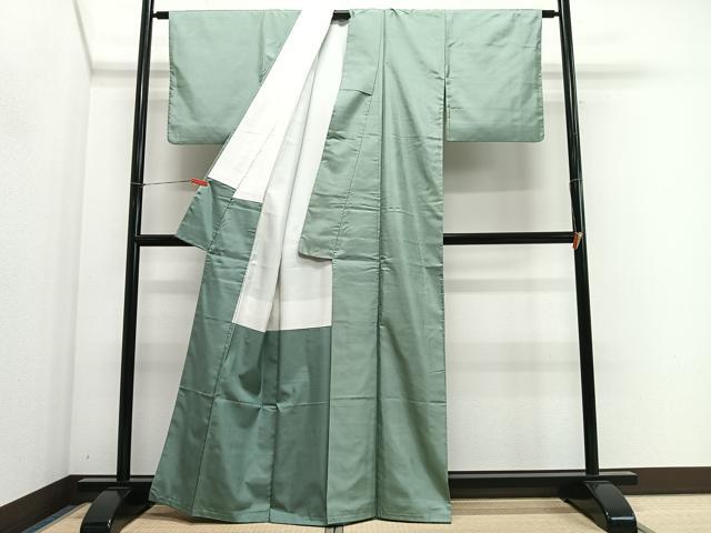 平和屋着物■本場染大島紬 山葵色 正絹 逸品 CABH3556ua
