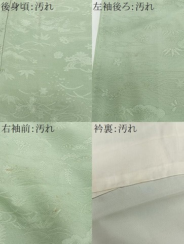 平和屋着物■上質な色無地 草花文 裏葉柳色 正絹 逸品 CABH3568ua