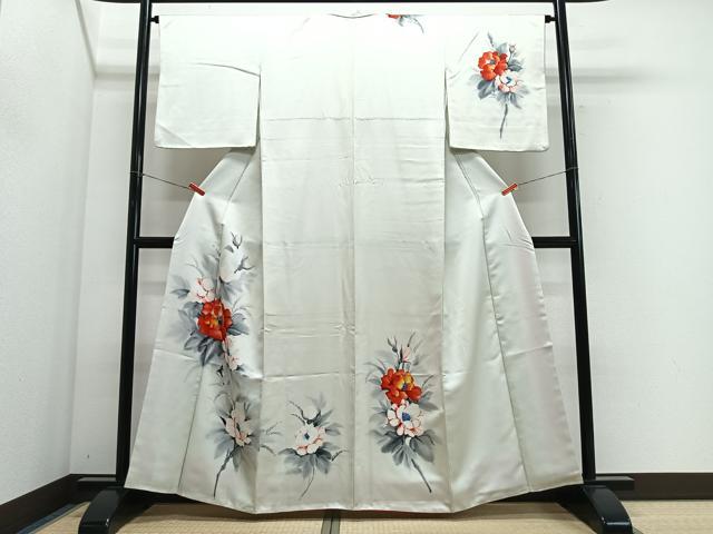 平和屋着物■訪問着 手描き 草花文 暈し染め 正絹 逸品 CABH3570ua