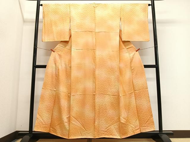 平和屋着物■上質な小紋 青海波地紋 暈し染め 正絹 逸品 CABH3571ua