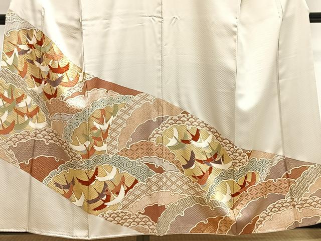 平和屋着物■豪華色留袖 刺繍 雪輪重ね飛鶴文 金彩 正絹 逸品 CABH3595ua