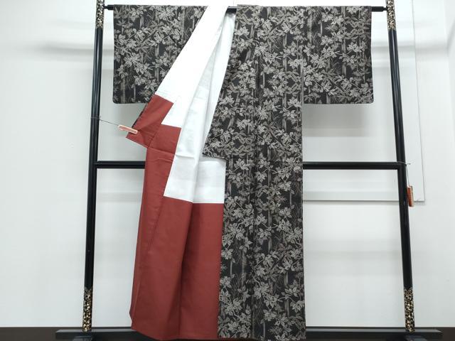 平和屋着物●本場大島紬 9マルキ 枝葉文 正絹 逸品 CABH3603th