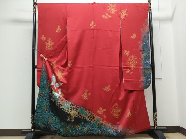 平和屋着物●豪華振袖 花蝶文 暈し染め 金彩 正絹 逸品 CABH3607th
