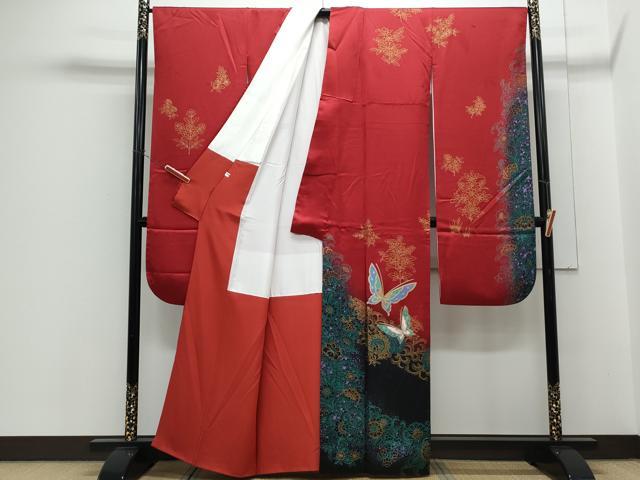 平和屋着物●豪華振袖 花蝶文 暈し染め 金彩 正絹 逸品 CABH3607th