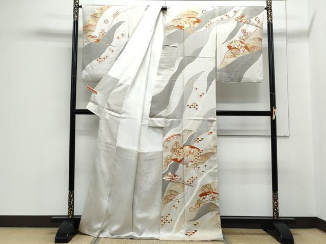 平和屋着物●訪問着 扇面道長花文 金彩 正絹 逸品 CABH3609th