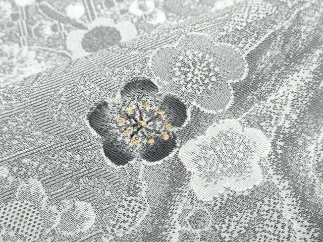 平和屋着物●上質なお召 天目織 手織友禅 梅染 紅白梅 金彩 証紙付き 正絹 逸品 CABH3611th