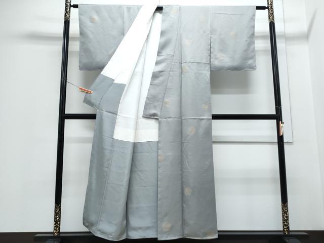 平和屋着物●上質な小紋 菊 金彩 反端付き 正絹 逸品 CABH3623th