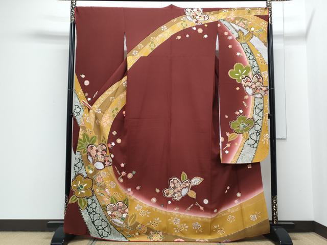 平和屋着物●女優・後藤久美子ブランド 豪華振袖 舞花文 暈し染め 金彩 鬼しぼ縮緬 正絹 逸品 CABH3632th