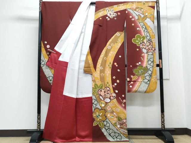 平和屋着物●女優・後藤久美子ブランド 豪華振袖 舞花文 暈し染め 金彩 鬼しぼ縮緬 正絹 逸品 CABH3632th