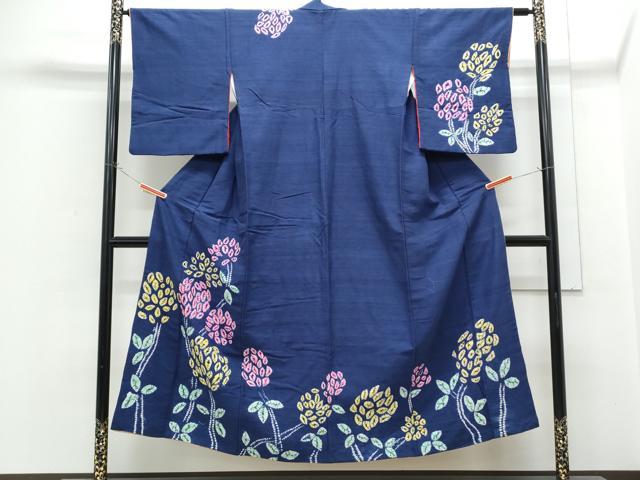 平和屋着物●訪問着 紬地 絞り 草花文 正絹 逸品 CABH3634th