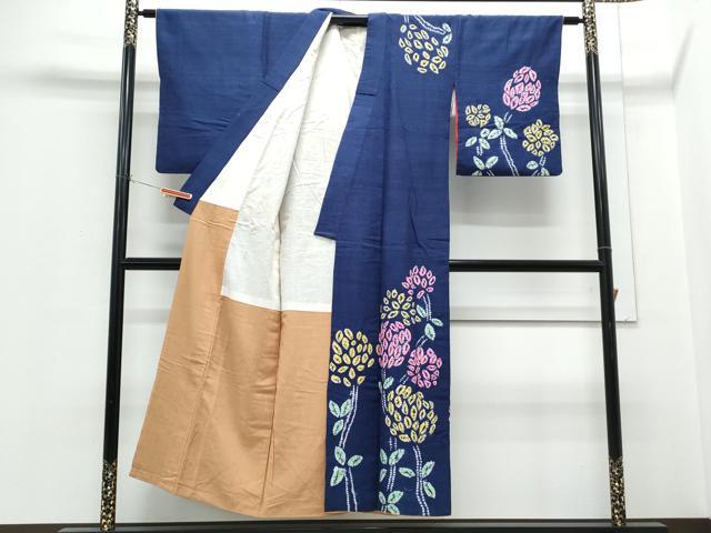 平和屋着物●訪問着 紬地 絞り 草花文 正絹 逸品 CABH3634th