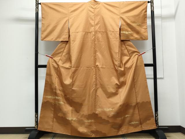 平和屋着物●訪問着 本場染大島紬 雲重ね文 金彩 正絹 逸品 CABH3635th