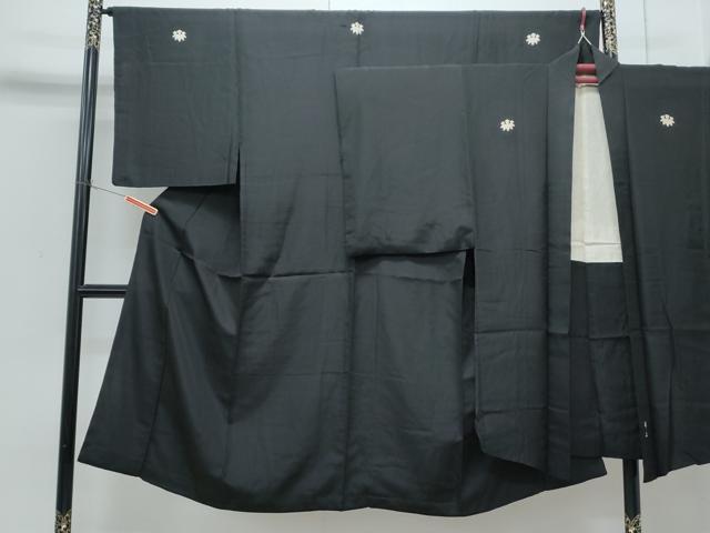 平和屋着物●男性 黒紋付 羽織セット 正絹 逸品 CABH3642th