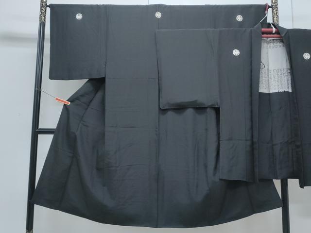 平和屋着物●男性 黒紋付 羽織セット 正絹 逸品 CABH3643th