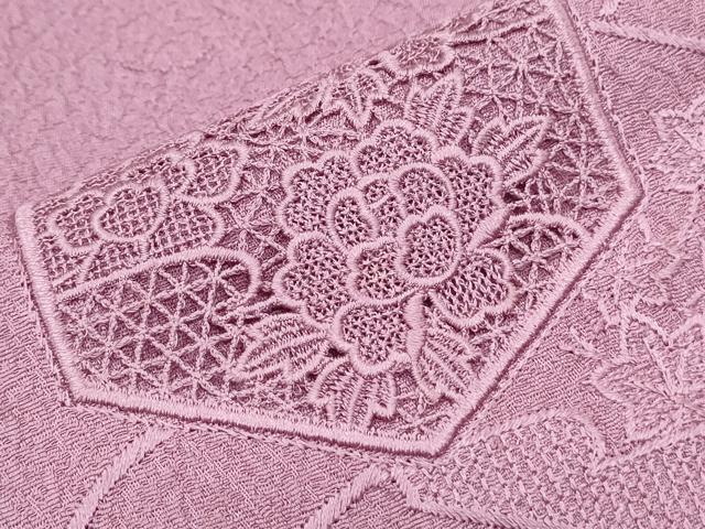 平和屋着物■中国三大刺繍 スワトウ刺繍 無地絵羽訪問着 亀甲花文 正絹 逸品 CABH3658th