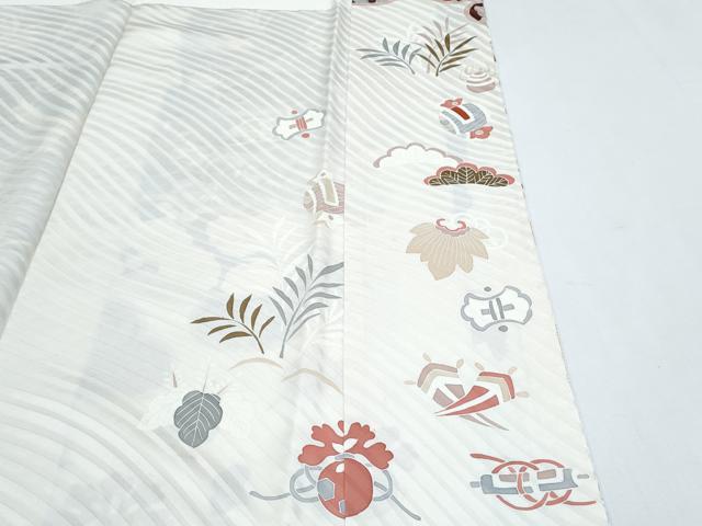 平和屋着物●豪華振袖 駒刺繍 宝尽くし飛鶴花文 金彩 正絹 逸品 CABH3673th