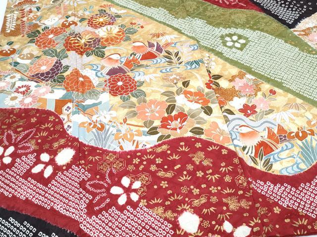 平和屋着物●豪華振袖 駒刺繍 絞り 鴛鴦花文 金彩 正絹 逸品 CABH3675th