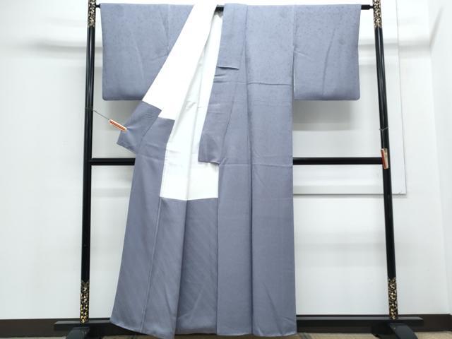 平和屋着物●京友禅作家 山科春宣 色無地 舞花地紋 藤納戸色 正絹 逸品 CABH3677th