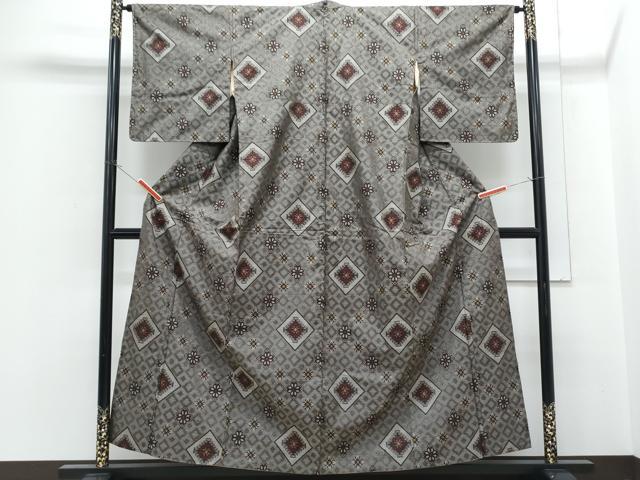 平和屋着物●本場大島紬 龍郷絣 菱花文 正絹 逸品 CABH3678th
