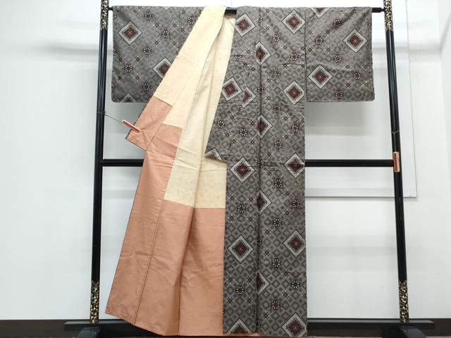 平和屋着物●本場大島紬 龍郷絣 菱花文 正絹 逸品 CABH3678th