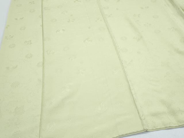 平和屋着物●上質な色無地 花唐草地紋 女郎花色 ロング丈 正絹 逸品 CABH3687th
