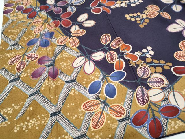 平和屋着物●豪華振袖 籬枝花文 金彩 正絹 逸品 CABH3694th