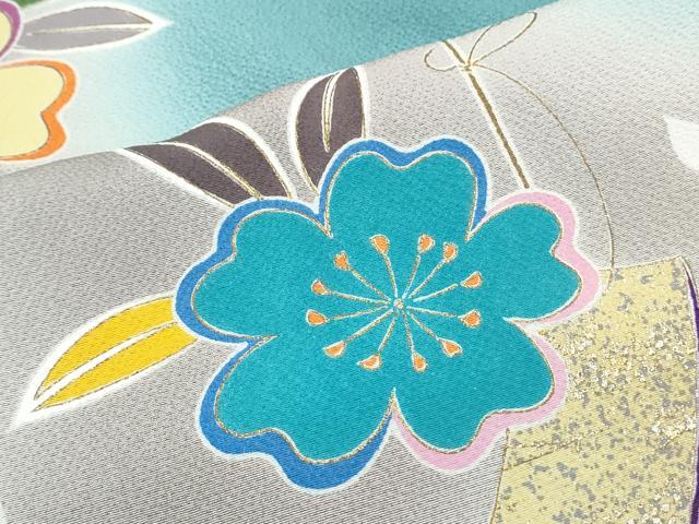 平和屋着物●豪華振袖 短冊花文 暈し染め 金彩 正絹 逸品 CABH3695th