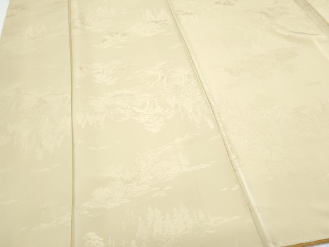 平和屋着物●上質な色無地 風景地紋 枯色 正絹 逸品 CABH3696th
