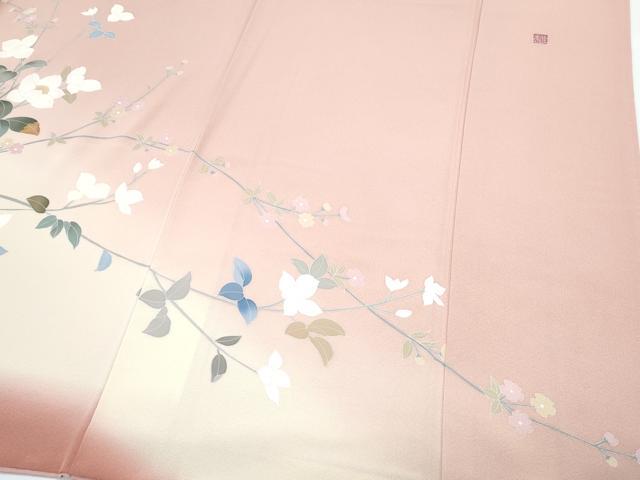 平和屋着物●訪問着 友禅 作家物 草花文 暈し染め 正絹 逸品 CABH3704th