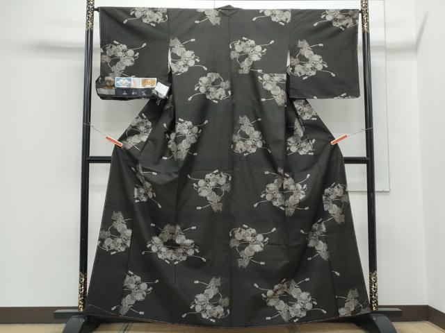 平和屋着物●本場大島紬 地空 純泥染め 9マルキ 唐獅子 南絹織物謹製 証紙付き 正絹 逸品 未使用 CABH3716th