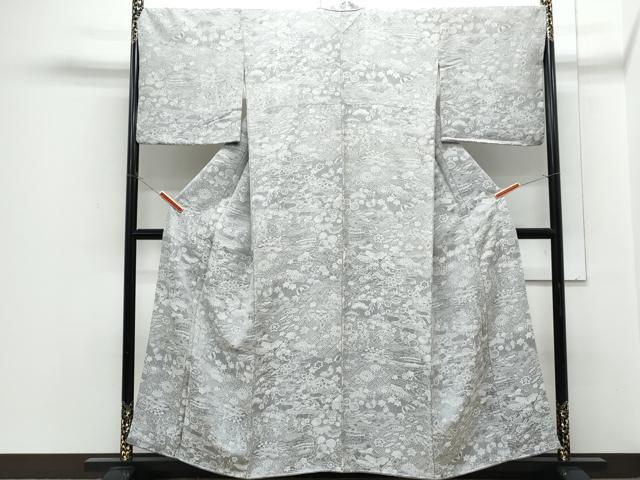 平和屋着物●上質なお召 天目織 花蝶文 ほてい屋扱い 正絹 逸品 未使用 CABH3718th
