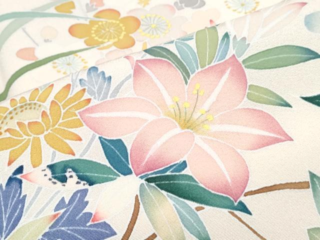 平和屋着物●訪問着 友禅 草花文 正絹 逸品 CABH3720th