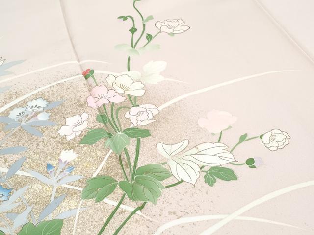 平和屋着物●訪問着 草花文 金彩 正絹 逸品 CABH3723th