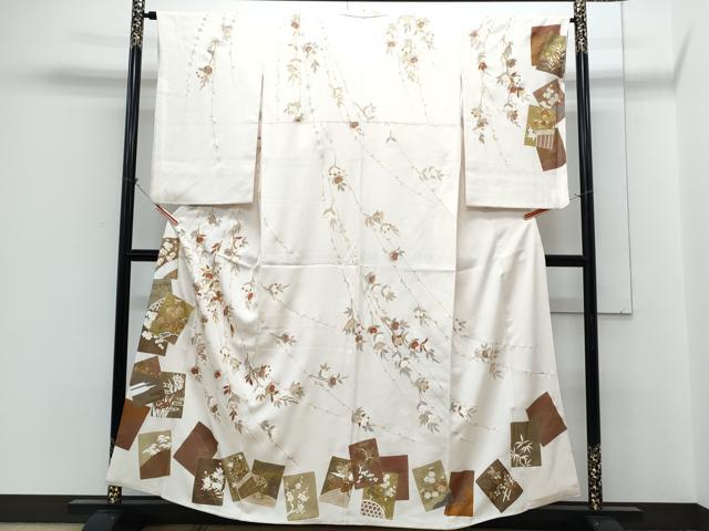 平和屋着物●訪問着 駒刺繍 色紙重ね花文 金彩 やまと金ラベル 正絹 逸品 CABH3726th
