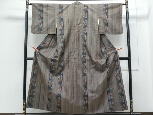平和屋着物●本場大島紬 7マルキ 花蝶間道 正絹 逸品 CABH3742th
