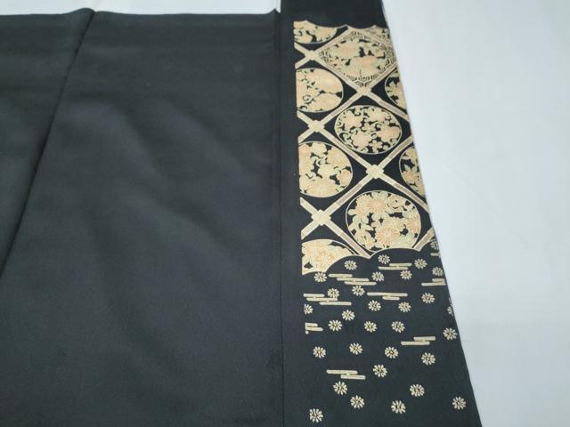 平和屋着物●訪問着 天井花丸文 暈し染め 黒地 金彩 正絹 逸品 CABH3749th