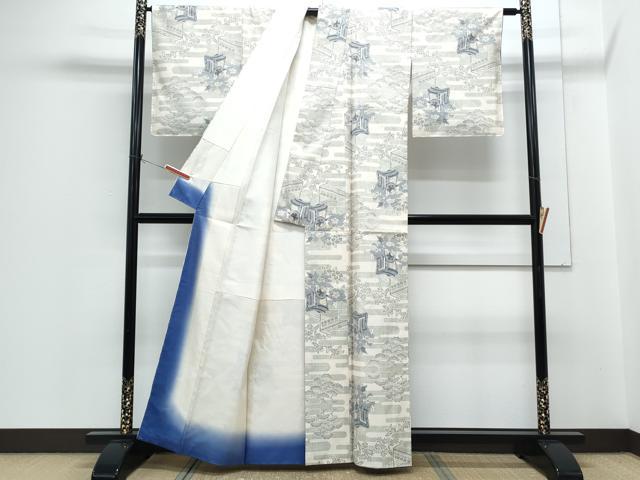 平和屋着物●本場大島紬 白大島 7マルキ 総絣 御所車花文 正絹 逸品 CABH3755th