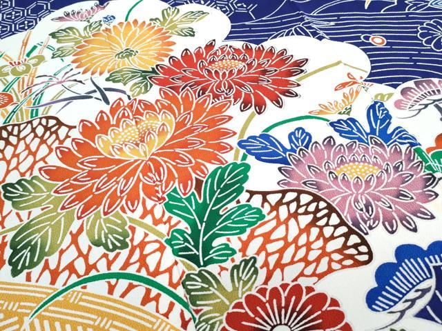 平和屋着物●豪華振袖 型染め 流水花文 鬼しぼ縮緬 正絹 逸品 CABH3760th