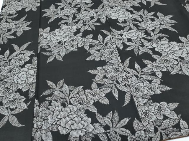 平和屋着物●本場大島紬 割り込み絣 草花文 正絹 逸品 CABH3762th