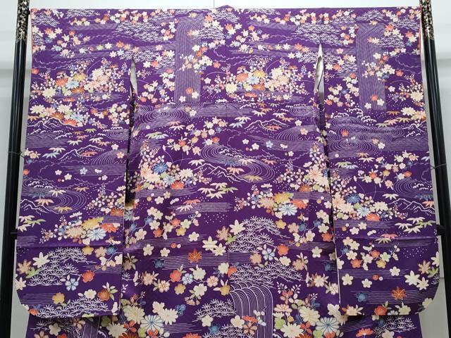 平和屋着物●豪華振袖 流水花文 正絹 逸品 CABH3779th