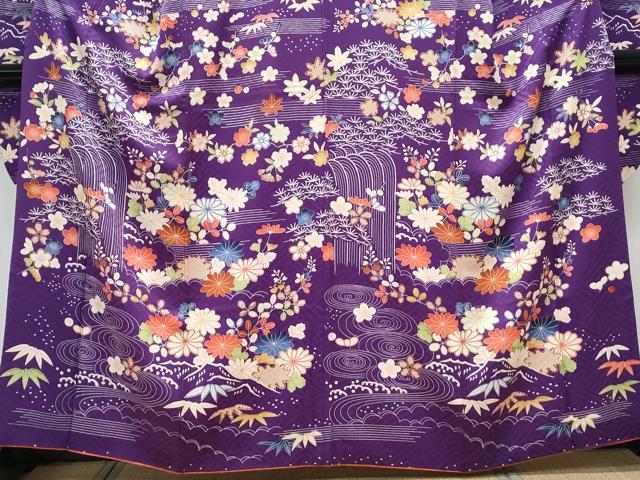 平和屋着物●豪華振袖 流水花文 正絹 逸品 CABH3779th