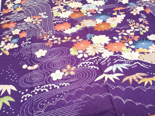 平和屋着物●豪華振袖 流水花文 正絹 逸品 CABH3779th