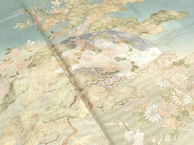平和屋着物●訪問着 扇面花文 暈し染め 金彩 正絹 逸品 CABH3785th