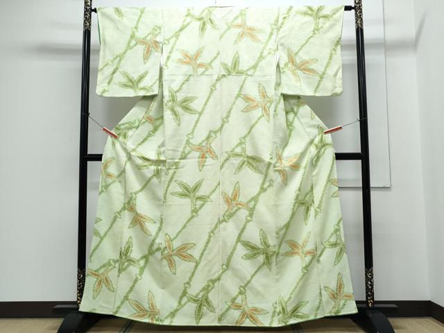 平和屋着物●上質な小紋 総絞り 草葉文 正絹 逸品 CABH3786th